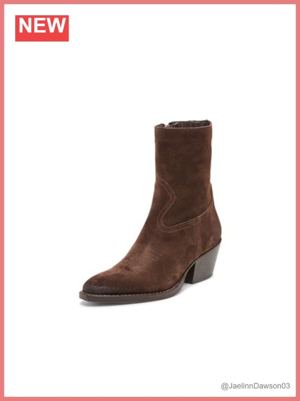 Suede Ankle Bootie with Block Heel Closed Toe Mid-Top Boot